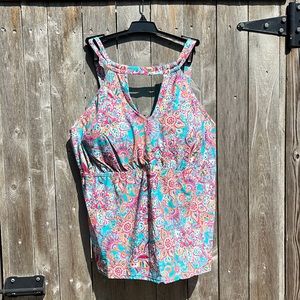 CURVE by Sunsets Fiesta Flora Hannah Hi-Neck Tankini Top,Size 18,NWT